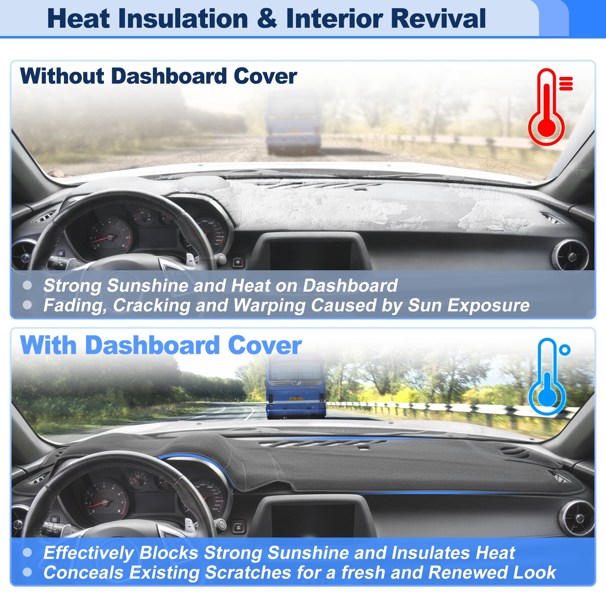Unique Bargains Dashboard Mat Non-Slip Protector for Chevrolet Camaro RS 2016-2024