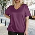 thumbnail image 2 of Trendy Plus Size Women's T-Shirt V Neck Casual Summer Top for Everyday Wear Comfortable Fashion Piece Women's Crew Neck Shirt Basic Short Sleeves Summer T Shirt Tops, 2 of 5