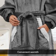 SUNNY HEAT Wearable Blanket, Oversized, Warm & Cozy, Ideal for Bed, Sofa & Travel, Light Grey