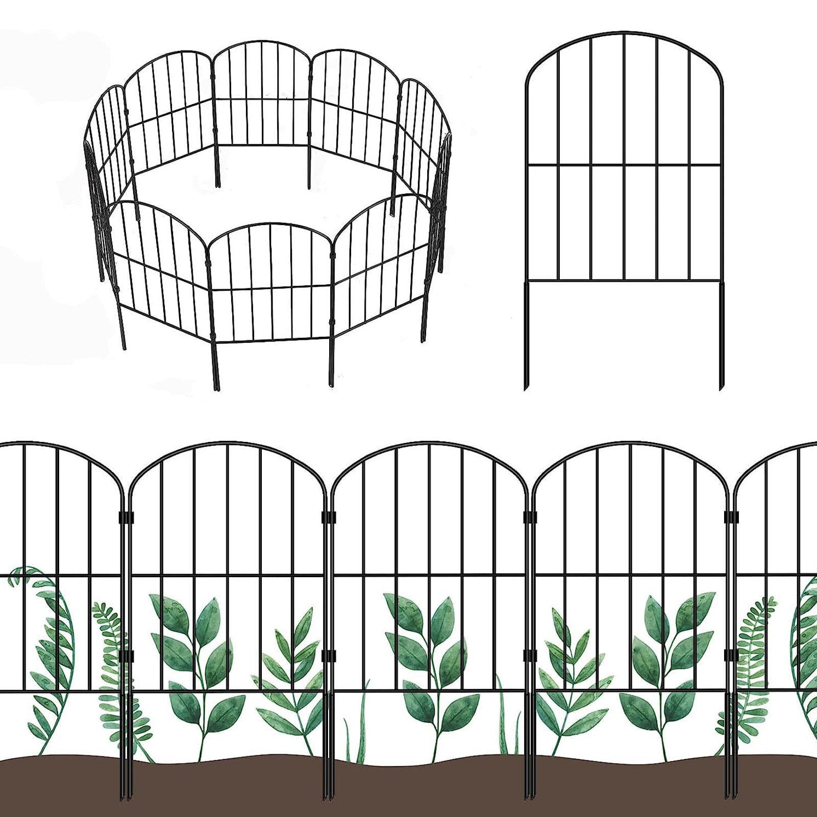 YAHHU Decorative Arched Metal Pet Fence – Easy‑Assembly Garden & Patio Barrier, 13.4”×16.9”, 2.4” High, 6 lb, Flexible & Reconfigurable