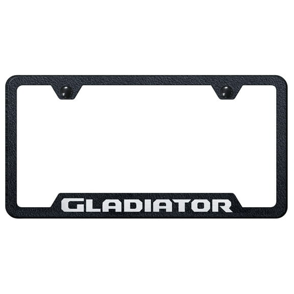 Jeep Gladiator Laser Etched Logo Cut-Out License Plate Frame (Rugged Black)