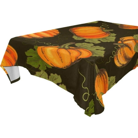 SKYSONIC 60"x108" Square Tablecloth with Orange Pumpkins Harvest Thanksgiving Prints, Anti-Wrinkle and Smooth Table Cloth for Kitchen/Home Party Decoration