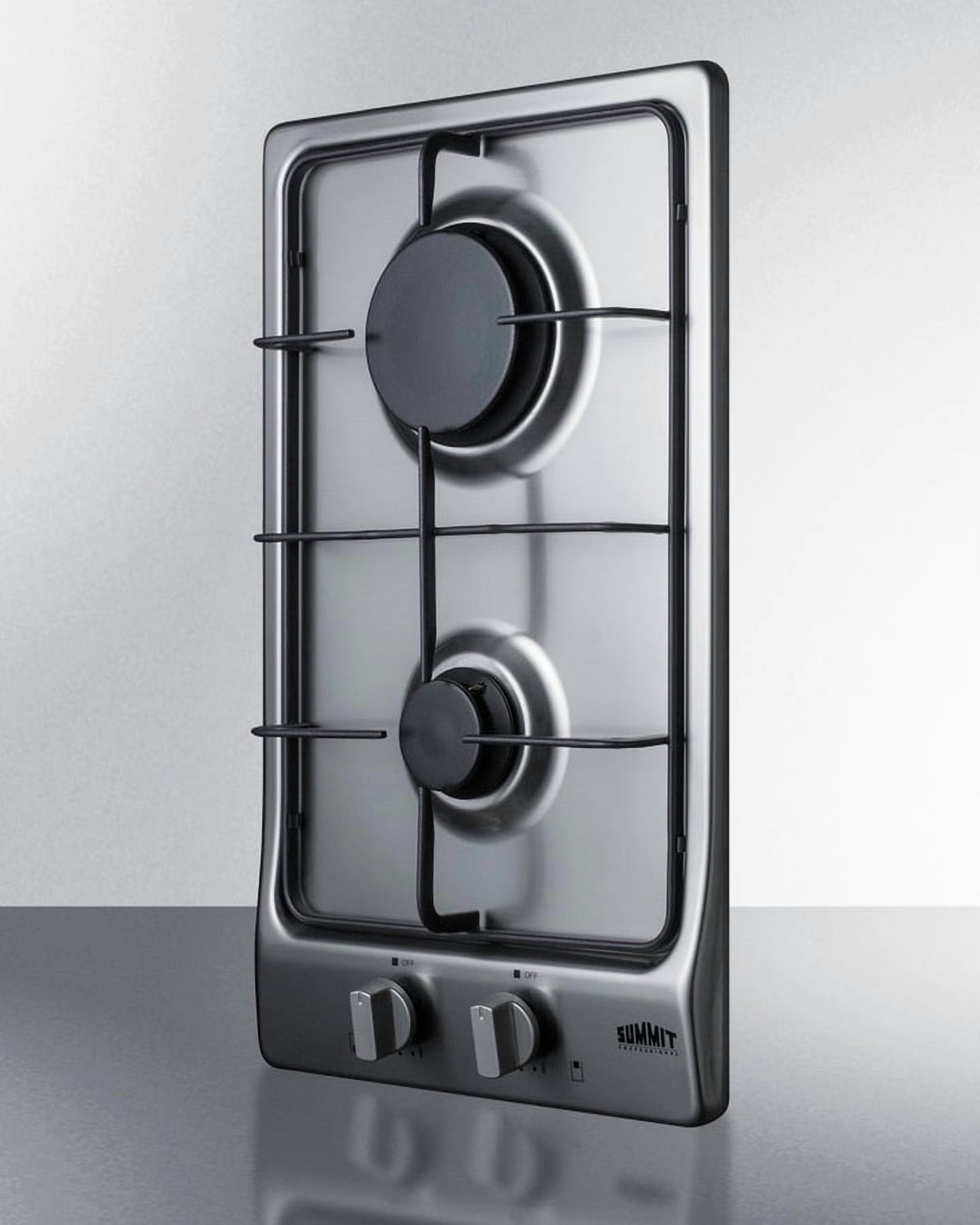 12" Wide 2-Burner Gas Cooktop, Stainless Steel