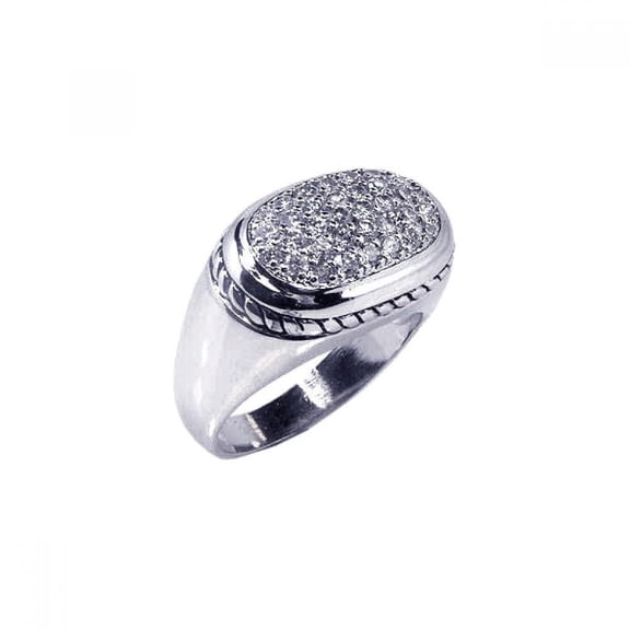 Sterling Silver 925 Rhodium Plated Micro Pave Clear CZ Oval Ring White Jewelry Female Size 5