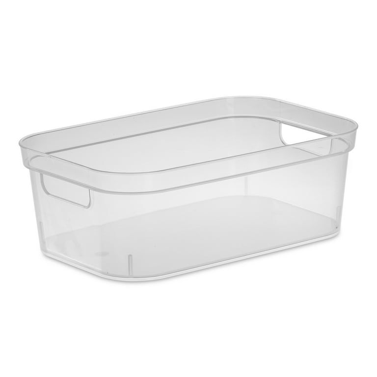 Sterilite Small Storage Bin, 8 Count, Clear Plastic, Easy