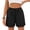 #170-Black, variant on Women's Daily Casual Solid Color Shorts Elastic High Waist Adjustable Drawstring Loose Fit with Side Pockets Asymmetrical Hem Lightweight Breathable for Summer Outdoor Wear Gift