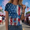 thumbnail image 2 of felwors Women's Casual Patriotic Graphic T-Shirt – USA Flag, Eagle, Statue of Liberty & Fireworks Print, Short Sleeve Crew Neck Tee for 4th of July Events (Dark Blue, XXL), 2 of 8