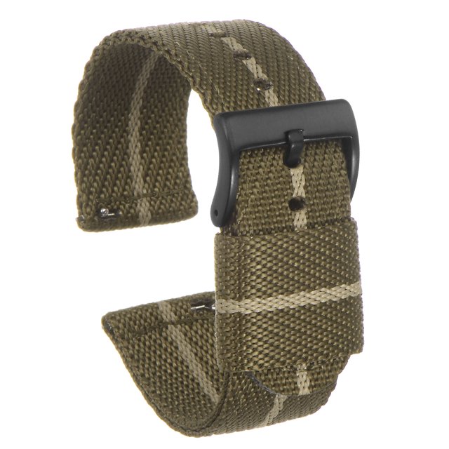 Marrón Caqui Nylon Reloj Correa 22mm Ancho Suave y Cómodo Premium Nylon Correa con Hebilla Negra, Universal Reemplazo Lienzo Reloj Correa