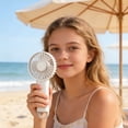 thumbnail image 4 of USB Rechargeable Handheld Fan 3 Speed Adjustable Mini Fan With 400mAh Battery Portable Hook For Travel Office Outdoor Use, 4 of 7