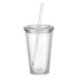 thumbnail image 4 of Double Walled Cup Plastic Clear with Lid and Straw L0Z0 Drinks 500ml-NEW, 4 of 9