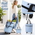 thumbnail image 3 of Folding Shopping Cart Bag with Wheels Waterproof Foldable Shopping Bag Rolling Grocery Tote with Sturdy Handle Zip Expansion for Groceries Market Travel, 3 of 5
