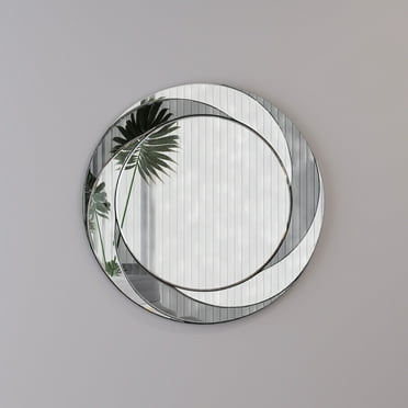Modern 24" Wall-Mounted Silver Decorative Round Wall Mirror for Home, Living Room, Bedroom, Entryway