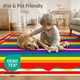 thumbnail image 4 of ODIKA 5'x7' Washable Area Rug Door Rows Lgbt Welcome Striped Bold Motif Interlocking Doormat Stripe Refined for Guest Room, Lounge, Apartment, Non-Slip Low Profile, Stain Resistant, 4 of 7