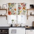 thumbnail image 2 of Summer Botanical Kitchen Curtains Small Short 39 Inch Length, Vintage Watercolor Flower Palnt Grommet Top Bedroom Living Room Curtains, Light Filtering Cafe Curtain Drapes 2 Panels Set 55''x39'', 2 of 9