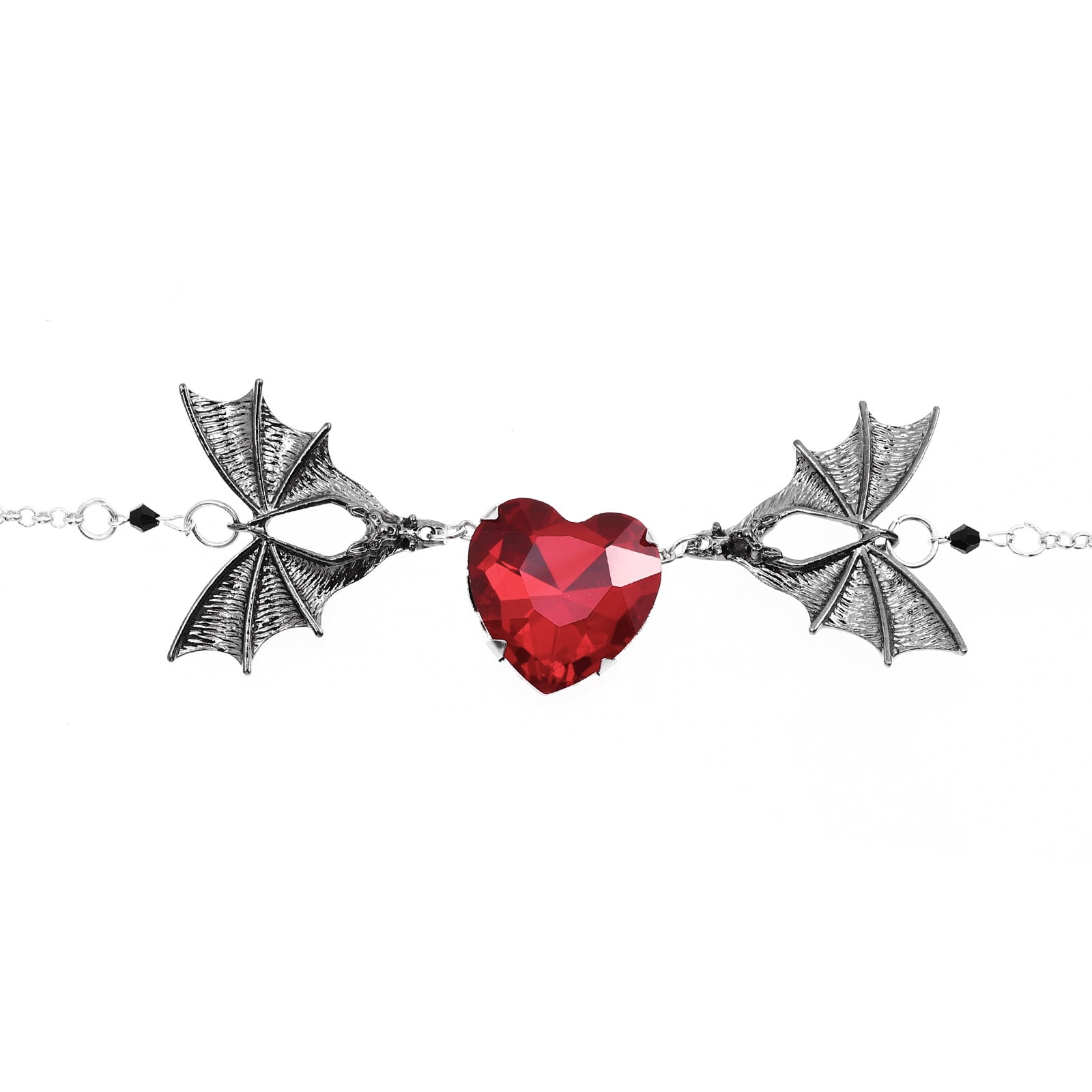 Exquisite Alloy Bat Wing Crystal Pendant Necklace Gothic Style Neck