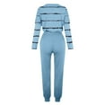 thumbnail image 4 of Hooded 2pcs Sets Womens Plus Size Long Sleeved Round neck Wave Leisure Fashion Loose Two Piece Sweatpants Joggers Light Blue Size S, 4 of 5