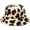 Nice Beige, variant on Women's Leopard Print Faux Fur Bucket Hat Fluffy Winter Warmer Plush Fisherman Cap