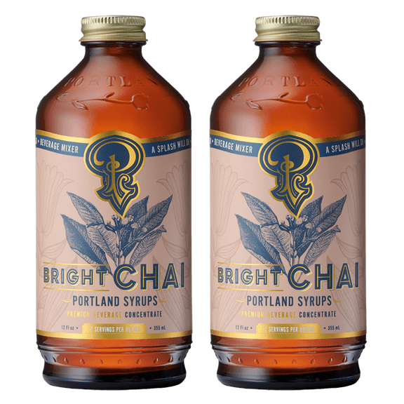 Bright Chai Syrup – Craft Premium Coffee and Tea Drinks, Cocktails, Mocktails, and Sodas - Organic Cane Sugar – Whole Ingredients - 12 oz bottle (Pack of 2)