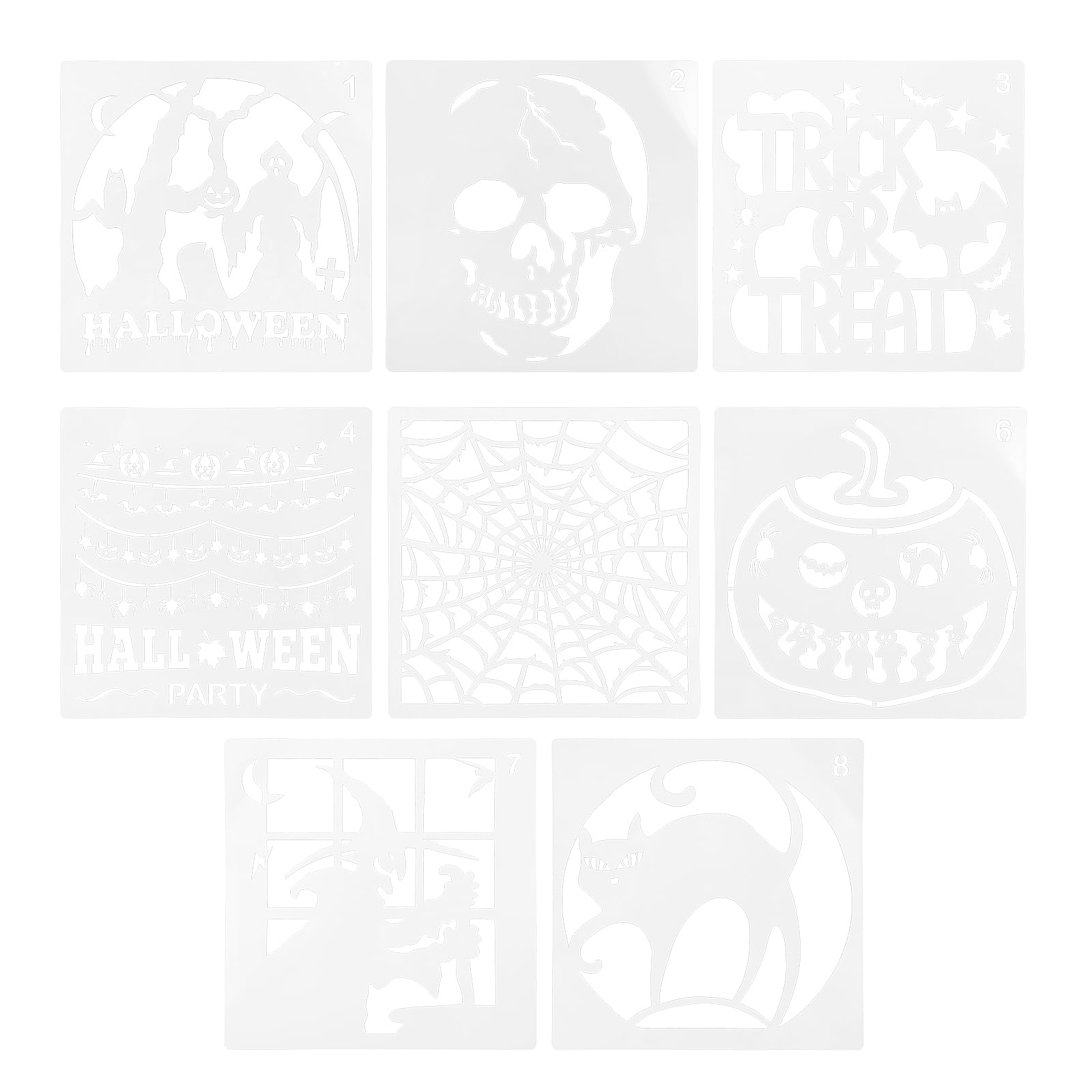 8pcs Halloween DIY Crafts Stencil Painting Stencil Scrapbooking Cards Templates
