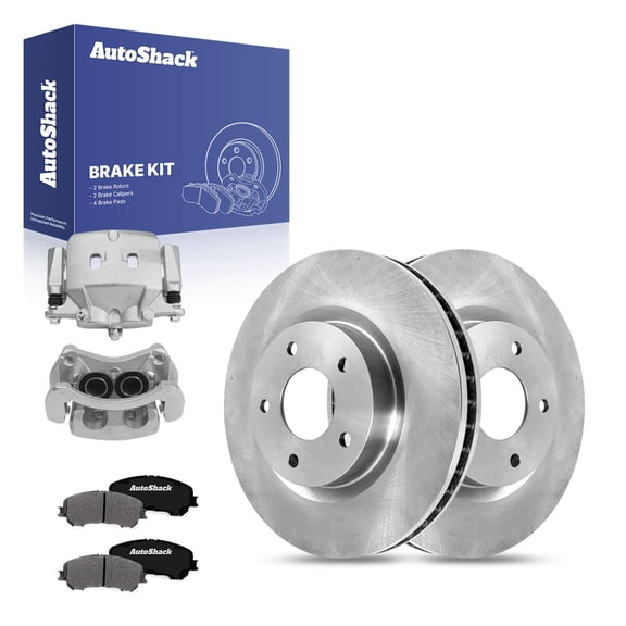AutoShack Front Vented Brake Rotors   Ceramic Pads   Calipers 8-PC Brake Kit Replacement for 2014-2019 Nissan Rogue 12.6" (320 mm)