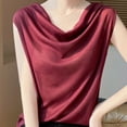thumbnail image 5 of dazeni Women Cowl Neck Tank Tops Elegant Ruched Sleeveless Casual Shirts for Work Business Lightweight Solid Casual Travel Airports Tee Shirts Red X-Large, 5 of 6