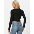 thumbnail image 4 of Unique Bargains Women's Ruffle Trim Long Sleeve Shrug Knit Open Front Cardigan L Black, 4 of 6