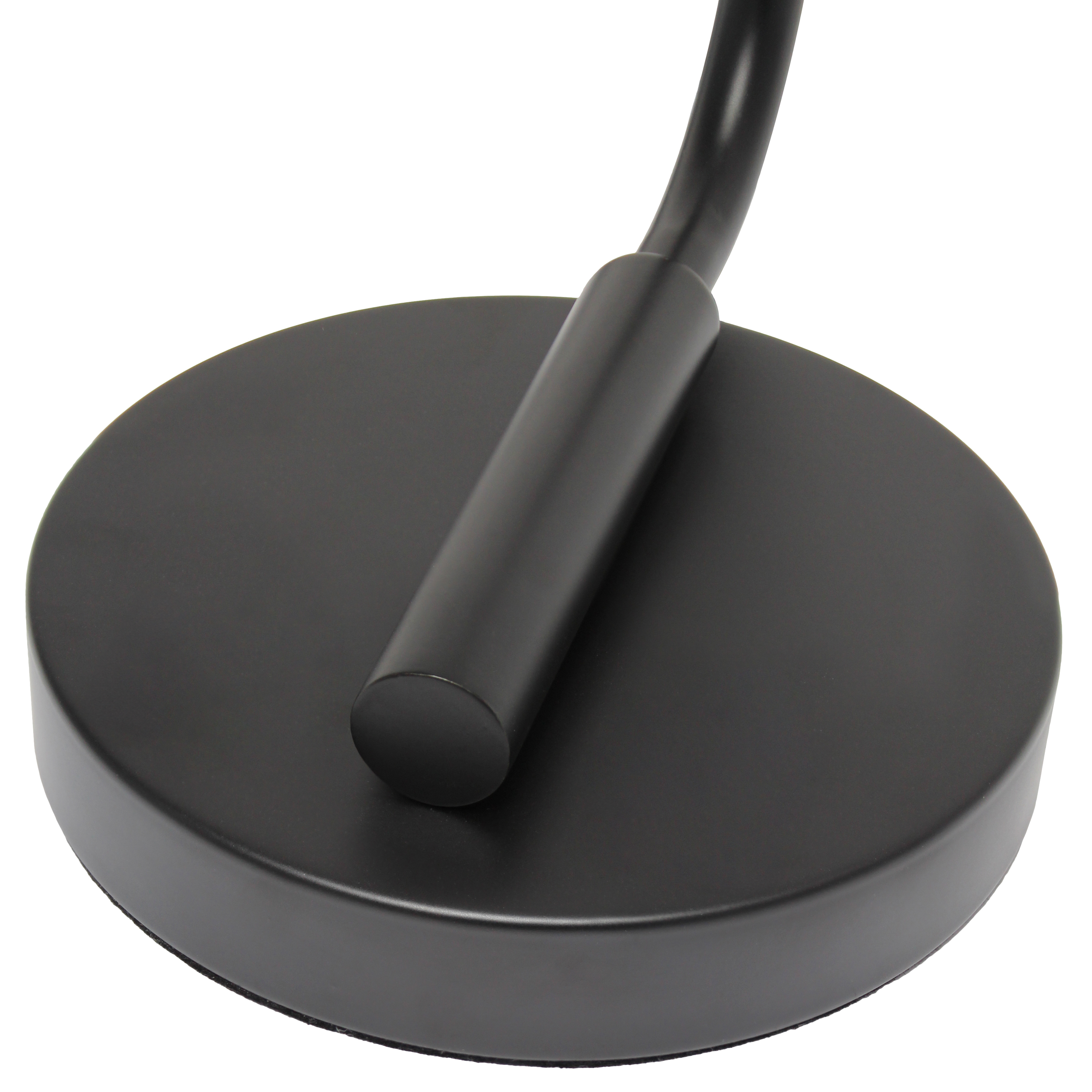 Creekwood Home 18.8" Vintage Industrial Curved Arm Desk Lamp with Clear Glass Shade, Black