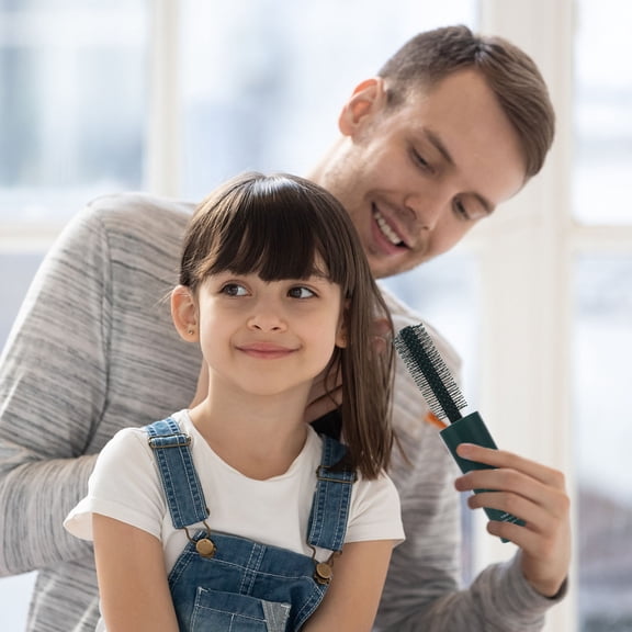 SOPOTUTU Green Round Hair Styling Brush with Retractable Roll for Soft, Smooth Hair and Easy Styling