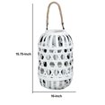 thumbnail image 5 of Wooden Lantern with Octagonal Cut Out and Rope Hanger, Medium, White- Saltoro Sherpi, 5 of 5