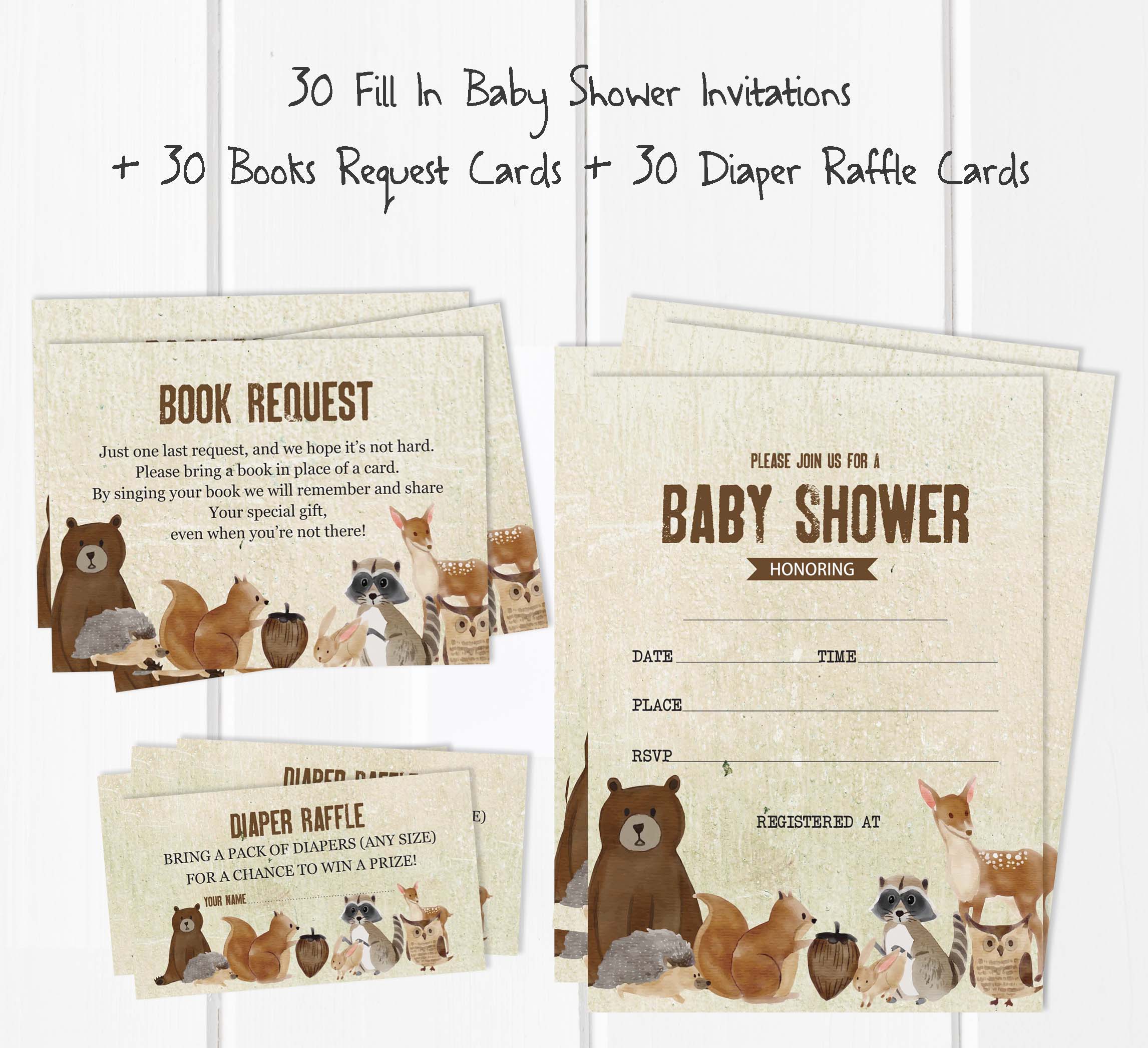 Inkdotpot Set Of 30Jungle Animals Baby Shower Invitations-Diaper Raffle Tickets And Baby Shower Book Request Cards Gender Neutral Invites Its A Boy Its A Girl