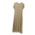 thumbnail image 2 of Blmnix Womens Nightgowns & Sleepshirts Sleepshirts Long Nightgowns Bamboo Nightgowns Nightshirt Short Sleeve Crew Neck Beige Cotton Nightgowns,XXL, 2 of 5