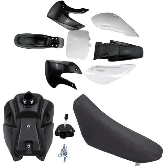 Fuel Gas Tank & Plastic Body Fender Fairing Kit & Seat & Cap for Kx 65 KX65 (4Yellow 3White)