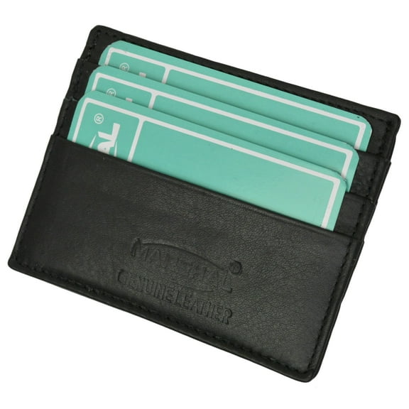 Marshal Mens Black Leather Minimalist Front Pocket Cash Card Holder Wallet