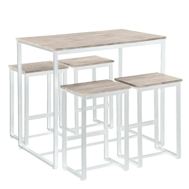 Ubesgoo Kitchen Table Sets With Chairs, White Breakfast Bar Table Set