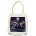 thumbnail image 1 of Nature Tote Bag, Vibrant Full Moon by the Lake Night Dramatic Hazy Spooky Background Mystic Scene, Cloth Linen Reusable Bag for Shopping Books Beach and More, 16.5" X 14", Cream, by Ambesonne, 1 of 2