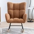 thumbnail image 2 of Sesslife Comfy Rocking Chair for Nursery, Glider Chair with High Backrest, Armrests & Upholstered Pad, Bedroom Nursery Rocker Chair for Baby & Kids, Brown, 2 of 9