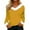 Yellow, variant on Fiaer V Neck T Shirts for Women Fall Winter Long Sleeve Oversized Tshirts Loose Fit Casual Trendy Solid Tops Yellow XL