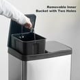 thumbnail image 3 of Dual Trash Can, 60 Liter/16 Gallon Dual Bin Trash Can with Lids, Kitchen Trash Can Dual Compartments, Trash and Recycling Bin Combo, Hands-Free Stainless Steel Kitchen Trash Can, 3 of 7