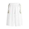thumbnail image 4 of Utoimkio Elastic Waist Textured Culottes for Women Casual Loungewear Shorts with Tassel Drawstrings, 4 of 5