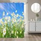 thumbnail image 4 of Cortina de ducha de primavera de Jawo, conjunto de cortina de ducha de cielo azul con margaritas blancas de flores silvestres, cortina de baño con estampado de naturaleza verde, escenario botánico del Feliz Sencillez, 4 of 4