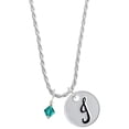 thumbnail image 1 of Delight Jewelry December - Teal Crystal Bicone Silvertone Script Initial Disc - J - Charm Necklace, 20"+3", 1 of 4