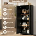 thumbnail image 5 of 60" Freestanding Pantry Cabinet with Adjustable Shelves, Kitchen Storage Cabinet with Doors, Modern Food and Bathroom Organizer for Small Spaces, Dining Room, 5 of 7