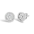thumbnail image 2 of AGS Certified 14K White Gold 1.0 Cttw Brilliant-Cut Diamond Halo-Style Cluster Round Button Stud Earrings (G-H Color, I1-I2 Clarity), 2 of 8