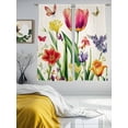 thumbnail image 2 of Spring Floral Sheer Curtains 63 Inch Length 2 Panels Set, Rustic Tulip Butterfly Botanical Summer Voile Window Treatment Rod Pocket Curtains Sheers Drapes for Bedroom/Living Room/Kitchen 52x"63"x2, 2 of 7