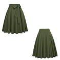 thumbnail image 3 of Women's High Waist A-Line Skirt Vintage Skater Flared Midi Skirt Lace Up Bow Tie Pleated Swing Long Flared Midi Maxi Skirt, 3 of 5
