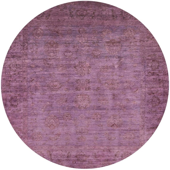 Ahgly Company Indoor Round Mid-Century Modern Raspberry Purple Oriental Area Rugs, 3' Round