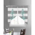 thumbnail image 3 of Nautical Anchor Swag Valances for Windows, Turquoise Grey White Horizontal Stripe Rod Pocket Sheer Valances for Large Windows, Swag Toppers Light Filtering for Kitchen Living Room 2 Panels 36''x45'', 3 of 5