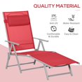 thumbnail image 3 of Chaise Longue Pliante d'Extérieur en Acier, Fauteuil Inclinable Portable avec 7 Positions de Dossier Réglables, Rouge, 3 of 7