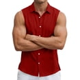 thumbnail image 3 of cocolona Mens Linen Button Shirts Summer Sleeveless Turndown Collar Vacation Beach Tank Tops, 3 of 6