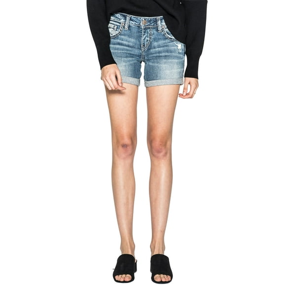 Silver Jeans Co. Women's Sam Mid Rise Boyfriend Shorts